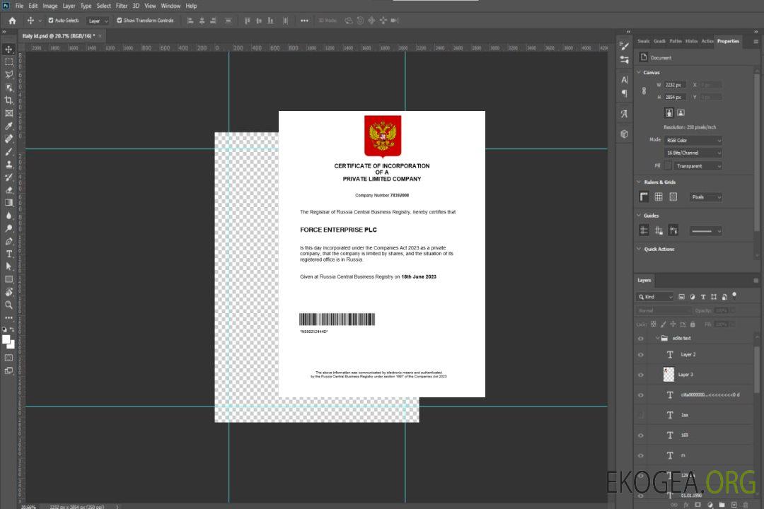 Modèle Word et PDF de certificat d'enregistrement d'entreprise en Russie template